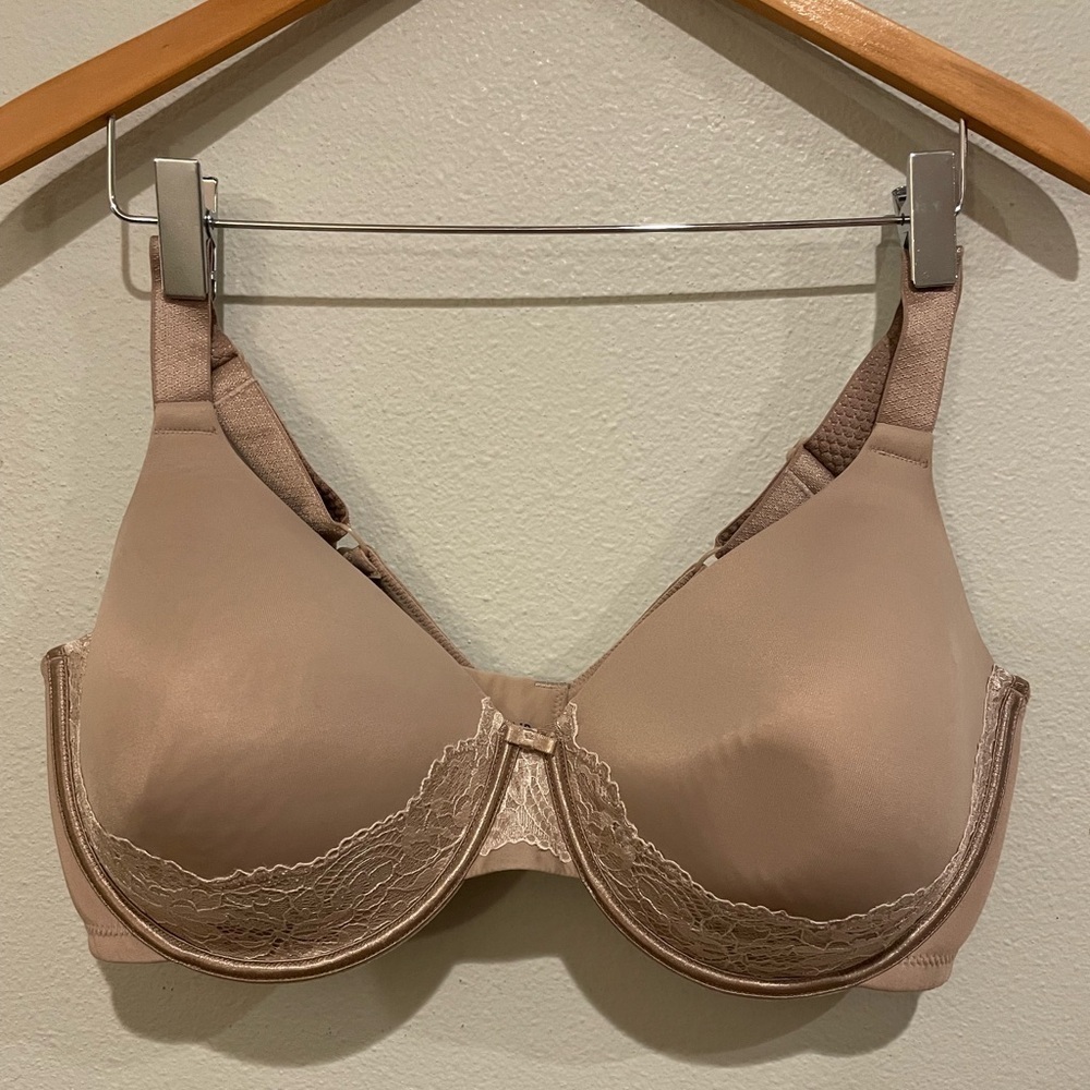 Elegant Tan Lace Trim Bra by Vanity Fair